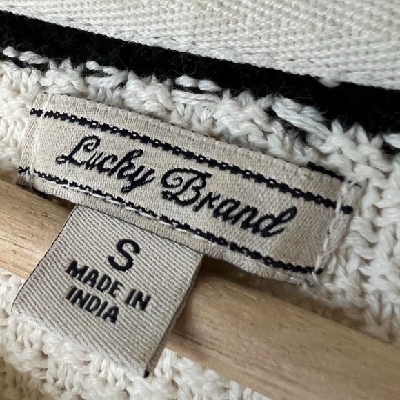 Lucky Brand Womens White Fringe Asymmetrical Western Boho Bohemian Sweater Small - Picture 3 of 4